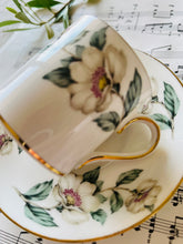 Load image into Gallery viewer, Crown Staffordshire white rose coffee cup and saucer set
