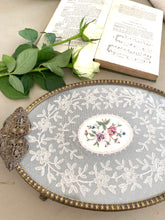 Load image into Gallery viewer, Original Vintage glass tray with lace and embroidered centre
