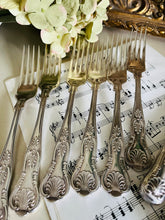 Load image into Gallery viewer, Set of 6 silver plated knives and forks ‘kings pattern’
