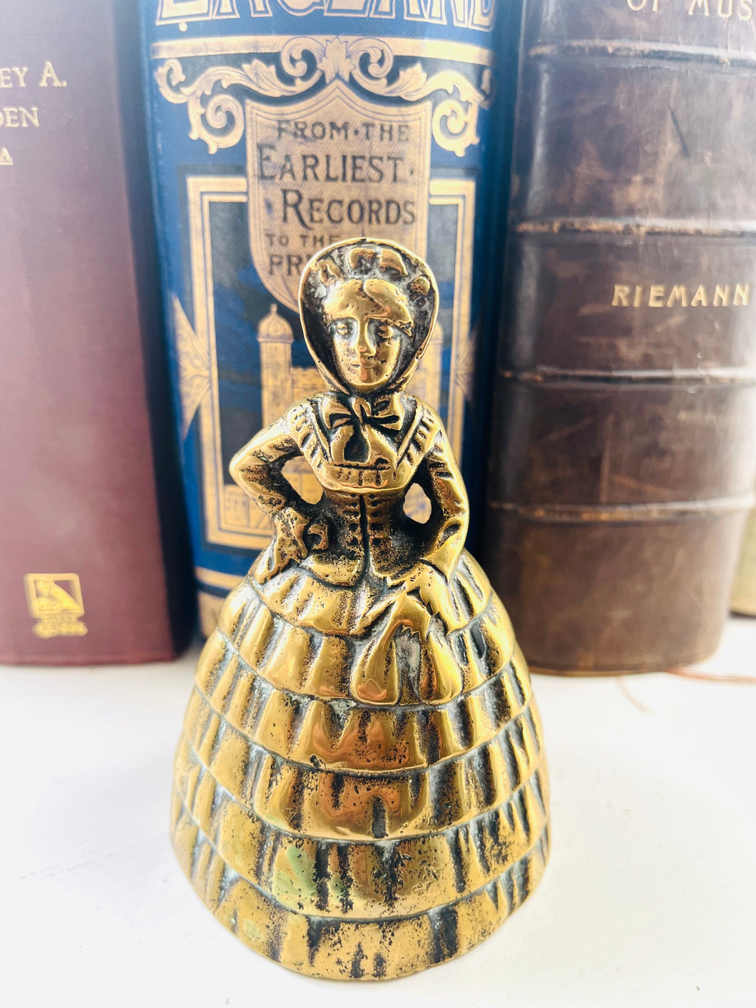 Original vintage brass handbell ‘crinoline lady’ 11cm high