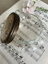 Load image into Gallery viewer, Vintage glass dressing table pot with beautiful flower shaped glass base.

