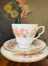 Load image into Gallery viewer, Pretty Colclough china honeysuckle pattern teacup trio
