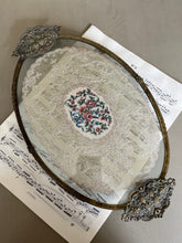 Load image into Gallery viewer, Vintage glass tray with embroidered centre
