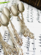 Load image into Gallery viewer, Set of 6 vintage silver plated dessert spoons
