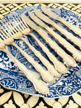 Load image into Gallery viewer, Set of 4 silver plated knives and forks with ornate handles

