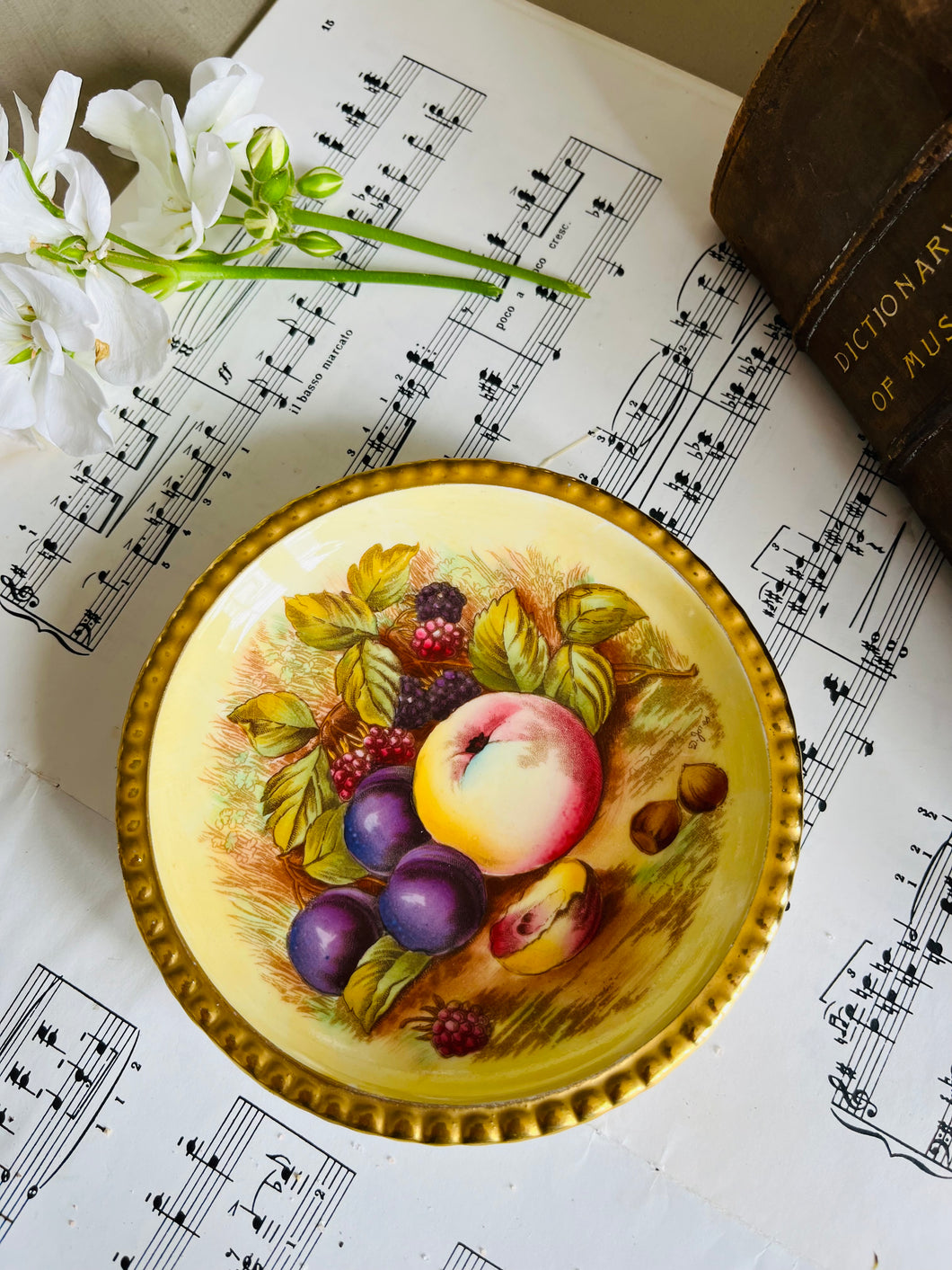 Aynsley china ‘orchard fruits’ trinket dish