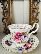 Load image into Gallery viewer, Royal Albert ‘flower of the month’ vintage teacup and saucer set for March
