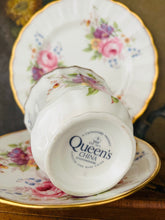 Load image into Gallery viewer, Vintage Queens china teacup trio
