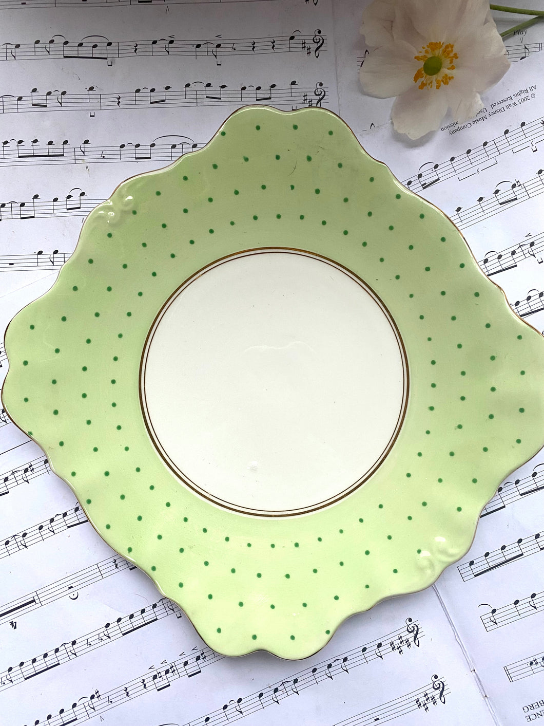 Vintage polka dot cake plate