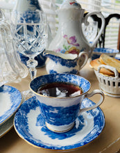 Load image into Gallery viewer, Antique blue and white 21 piece teaset by Heathcote China c1910
