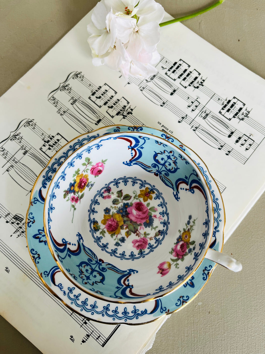 Royal Rathbone hand painted fine bone china teacup and saucer