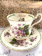 Load image into Gallery viewer, Queens china vintage teacup and saucer ‘February’
