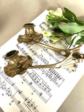 Load image into Gallery viewer, Antique brass wall mounted candle holders
