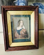 Load image into Gallery viewer, Original antique engraving of a lady in oak frame
