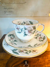 Load image into Gallery viewer, Crown Staffordshire white rose vintage teacup trio
