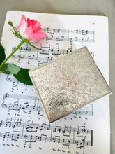 Load image into Gallery viewer, Silver plate on copper engraved vintage Jewellery box ( some slight wear to top revealing copper beneath)
