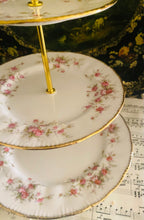 Load image into Gallery viewer, Three tier cake stand made with vintage Paragon ‘Victoriana rose ‘plates
