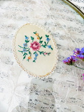 Load image into Gallery viewer, Original vintage glass tray with embroidered centre
