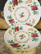 Load image into Gallery viewer, Vintage floral teacup trio by New Chelsea Staffordshire
