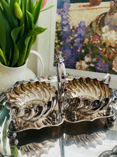 Load image into Gallery viewer, Vintage silver plated milk and sugar set with original stand
