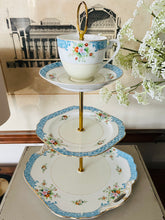 Load image into Gallery viewer, Three tier cake stand made with Original Noritake plates and teacup
