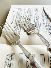 Load image into Gallery viewer, Pair of silver plated engraved fish knives and forks
