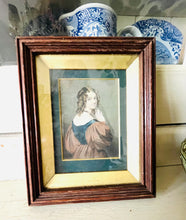 Load image into Gallery viewer, Original antique engraving of a lady in oak frame
