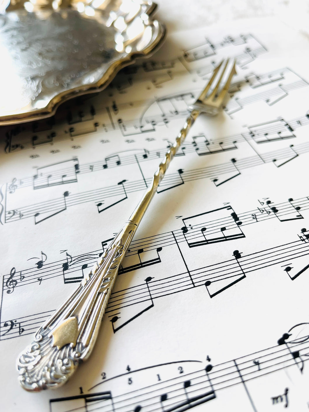Antique silver plated ornate pickle fork