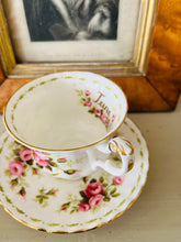 Load image into Gallery viewer, Royal Albert June flower of the month teacup and saucer set featuring the rose
