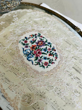 Load image into Gallery viewer, Vintage glass tray with embroidered centre
