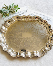 Load image into Gallery viewer, Silver plated engraved tray with fluted edges 36cm by 27cm
