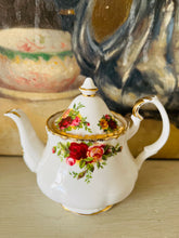 Load image into Gallery viewer, Royal Albert Miniature Teapot ‘old country roses’ pattern 9cm handle to spout

