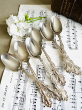 Load image into Gallery viewer, Set of 6 vintage silver plated dessert spoons
