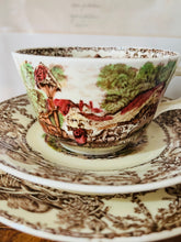 Load image into Gallery viewer, Clarice Cliffe ‘rural scenes’ teacup trio
