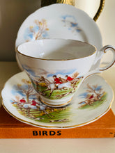 Load image into Gallery viewer, Vintage fine bone china teacup trio hunting scenes
