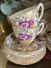 Load image into Gallery viewer, Vintage chintz 1950s Teaset 22k gold detailing
