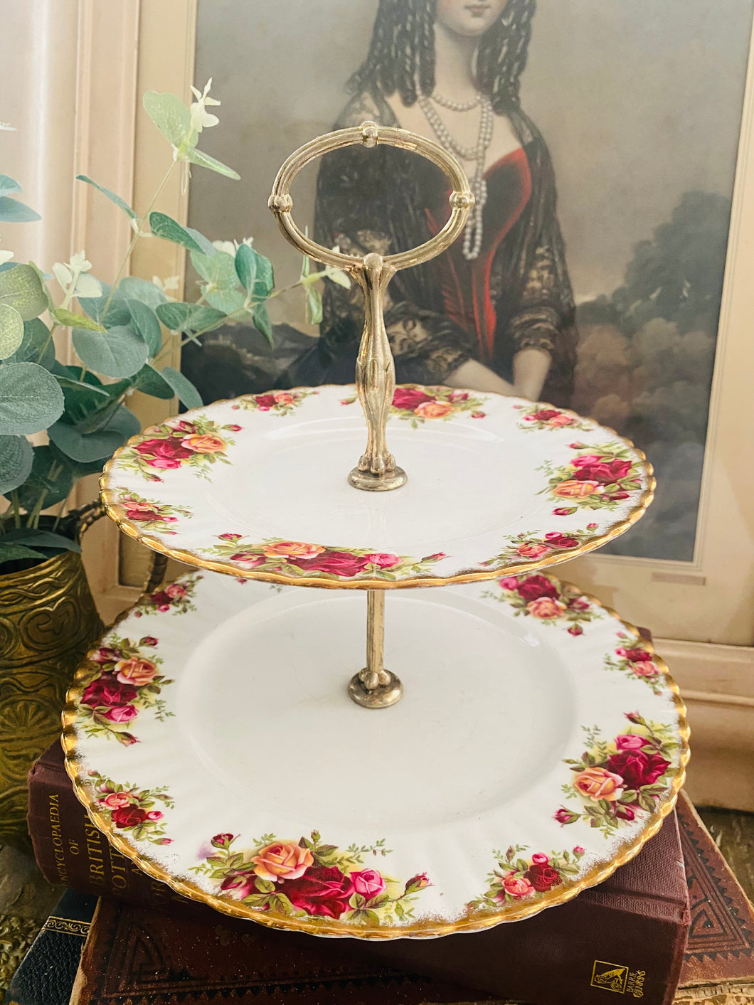 Royal Albert two tier cake stand Old country roses