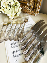 Load image into Gallery viewer, Set of 6 silver plated knives and forks ‘kings pattern’
