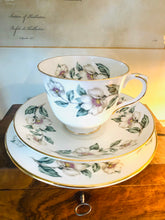 Load image into Gallery viewer, Crown Staffordshire white rose vintage teacup trio
