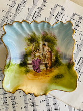 Load image into Gallery viewer, Antique hand painted fluted dish 14cm by 14cm c1890 ‘one of a kind’
