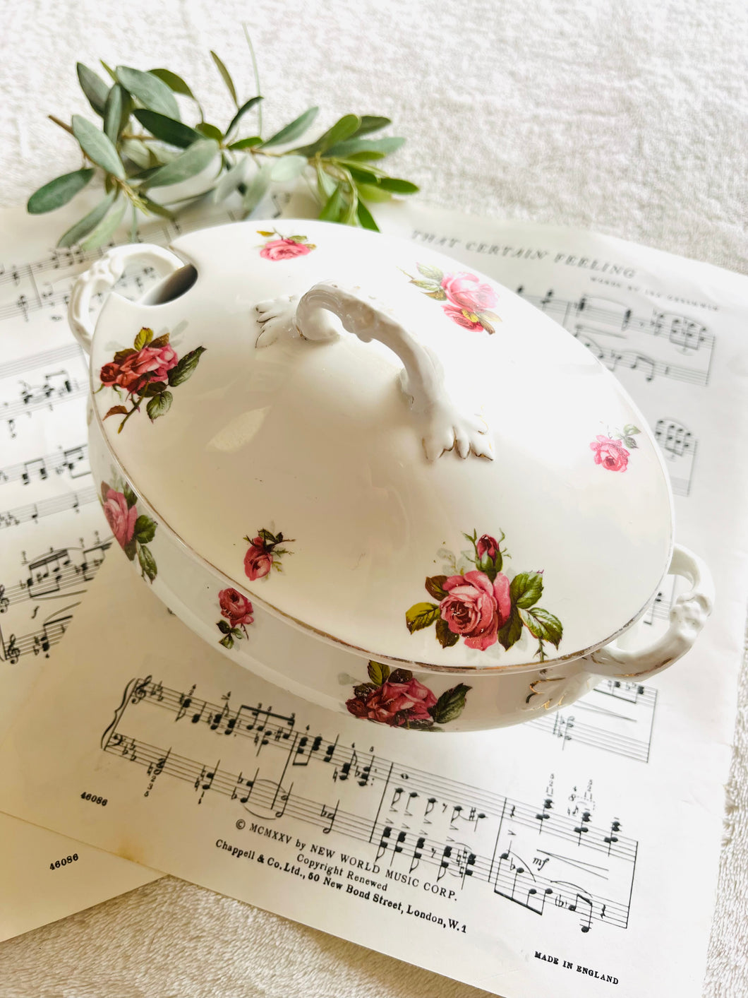 Antique hand painted tureen c1890