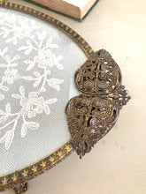 Load image into Gallery viewer, Original Vintage glass tray with lace and embroidered centre
