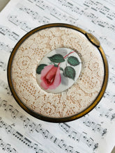 Load image into Gallery viewer, Vintage cut glass trinket pot with lace inset lid
