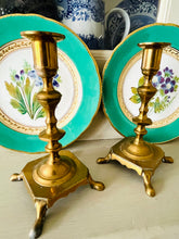 Load image into Gallery viewer, Pair of elegant English antique brass candlesticks
