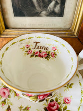 Load image into Gallery viewer, Royal Albert June flower of the month teacup and saucer set featuring the rose
