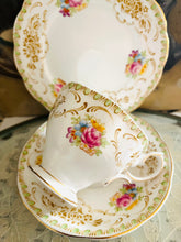 Load image into Gallery viewer, Rare Royal Albert ‘damask’ teacup trio 1940s/50s
