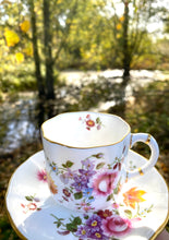 Load image into Gallery viewer, Royal Crown Derby Coffee cup and saucer in the Posies pattern
