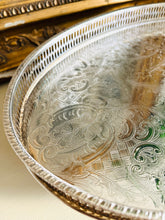 Load image into Gallery viewer, Vintage silver plated engraved tray 39cm by 24cm Made in Sheffield England
