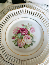 Load image into Gallery viewer, Set of 4 vintage ribbon tea plates with a matching ribbon cake plate
