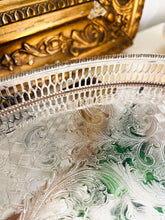 Load image into Gallery viewer, Vintage silver plated engraved tray 39cm by 24cm Made in Sheffield England
